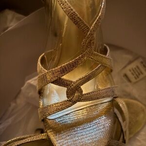 Women’s Gold Strappy Heels